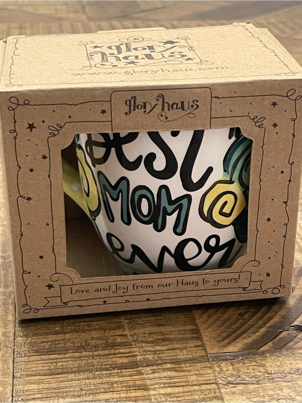 Glory Haus "Best Mom Ever" ceramic mug, featuring a vibrant, hand-painted design
